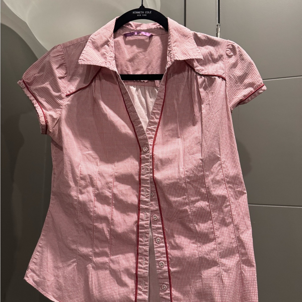 Pink button up tee